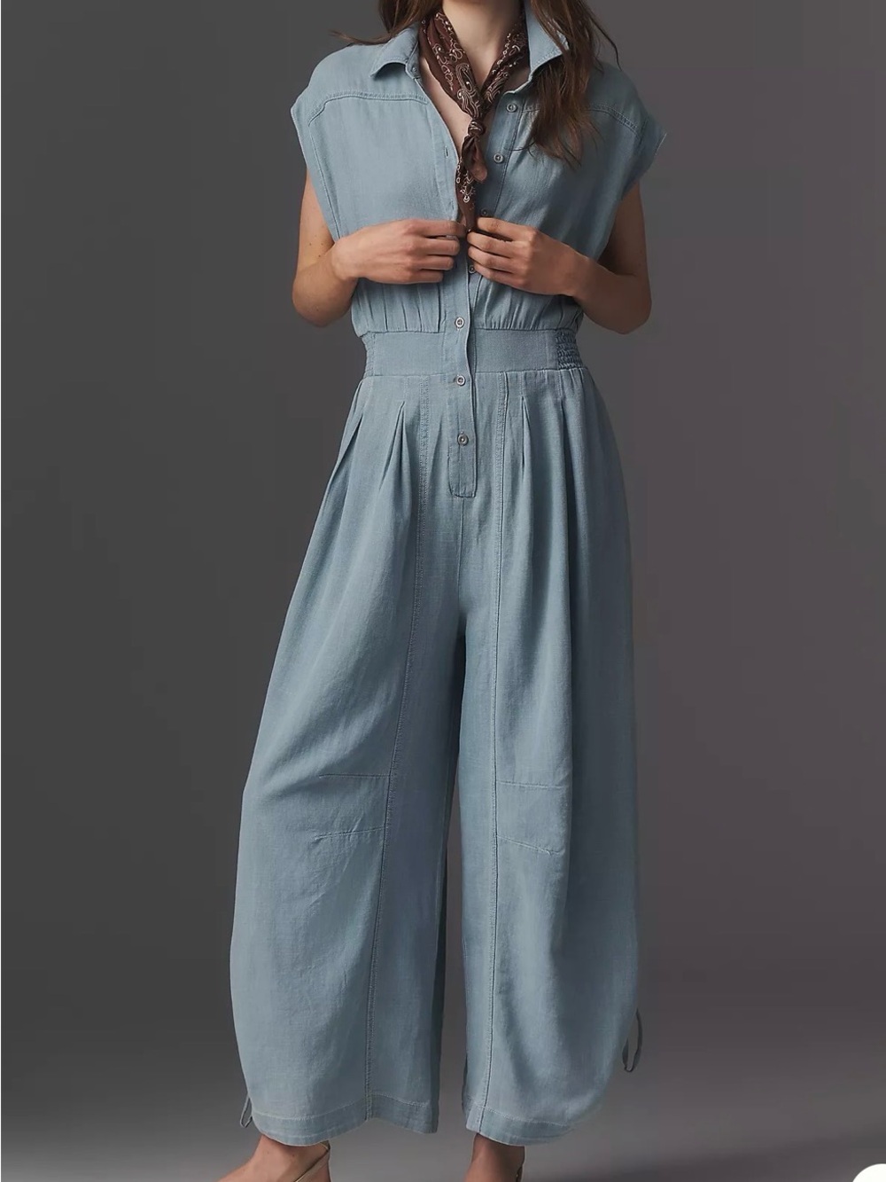 Anthropologie 100% Cotton Wide Leg Jumpsuit